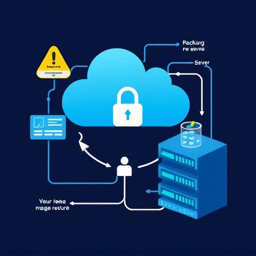 A diagram illustrating the data recovery process: a server experiencing a failure, a backup system restoring the data, and a recovered server resuming operations.